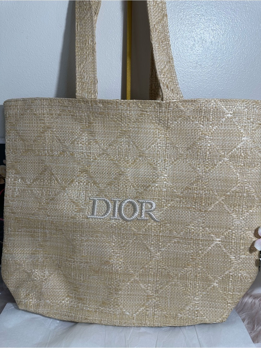 CD Rafia tote bag